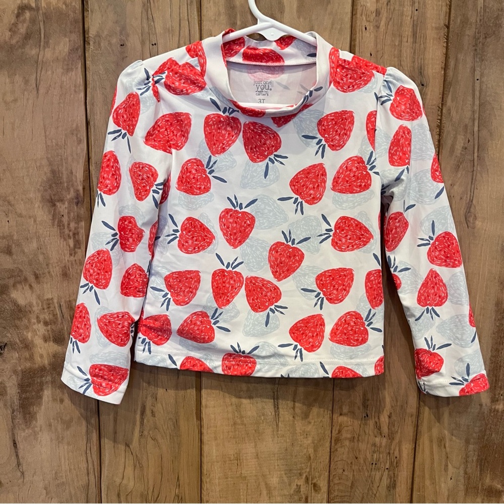 White and Red Strawberry Print Kids Shirt by Cat & Jack